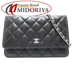 【中古】CHANEL シャネル ウォレットチェーン A33814 マトラッセ ショルダーバッグ ラムスキン ブラック レディース /181804
