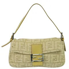 本物 フェンディ FENDI マンマバケット ズッカ ショルダーバッグ ハンドバッグ ウール レザー ベージュ 26424 Zucca バッグ 中古  