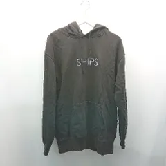 ◇ SHIPS シップス ロゴ刺繡 ストリート カジュアル 長袖 パーカー サイズXL ブラック レディース E  【1307260037210】