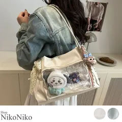ショップにこにこ ダブルハンドル クリアポケット付き 痛バッグ【即納】オタ活バッグ 推し活バッグ 推しバッグ オタクバッグ おたくバッグ フェス アイドルアニメ キャラクター 鞄 痛バ 見せバッグ クリアバッグ