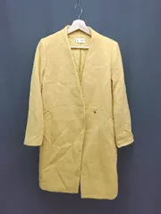 ◇ PLST プラステ ビビッドカラー ノーカラー 差し色 個性的 カジュアル 長袖 コート サイズS イエロー レディース E  【1307260037777】