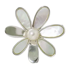 本物 タサキ TASAKI 田崎 フラワー モチーフ パール 1.6mm 925 ブローチ ホワイト シルバー アクセサリー ジュエリー 中古  