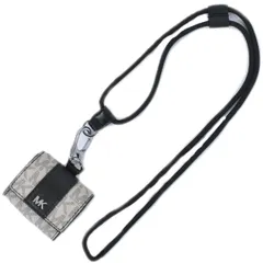 本物 マイケルコース MICHAEL KORS MKシグネチャー AirPodsケース イヤホンケース PVC ベージュ ブラック 雑貨小物 中古  
