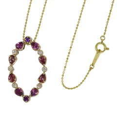 本物 ガーネット 0.73ct トルマリン 0.57ct ダイヤモンド 0.50ct アメシスト 0.10ct K18 YG WG ネックレス イエロー ホワイトゴールド アクセサリー ジュエリー 中古  