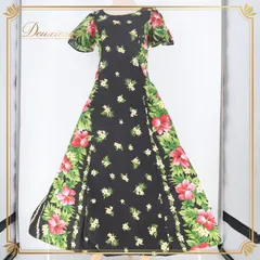 フラダンス 衣装 ワンピース ドレス ブラック系 ハイビスカス柄 プルメリア柄 ハワイアンプリント アロハ フラ ダンス レッスン 練習 半袖 かわいい おしゃれ 華やか 花柄 フラワー 上品 グリーン系 レッド系 ホワイト系 黒 緑 赤 白 ブラック 花