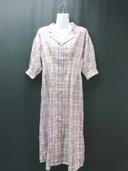 ◇ axes femme アクシーズファム チェック柄 ポリエステル100% 薄手 長袖 ロング ワンピース サイズM マルチ レディース E  【1307260052145】