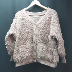 ◇ by muni:r バイムニール アクリル混合生地 もこもこ ふわふわ 冬物 長袖 カーディガン サイズF ピンク レディース E  【1307260052084】