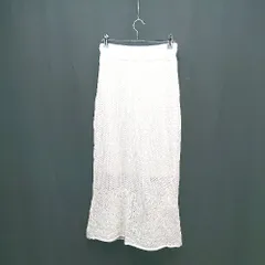 ◇ Kastane カスタネ ウエストゴム 裏地あり ニット ケーブル ロング タイト スカート サイズF ホワイト レディース E  【1307260051179】