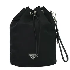 本物 プラダ PRADA ReNylon 巾着 ポーチ 小物入れ ナイロン ブラック 雑貨小物 中古  