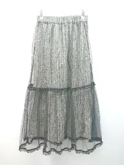 ◇ kutir チェック柄 チュール ウエストゴム シアー ロング丈 フレア スカート サイズM ベージュ/ブラック レディース E  【1307260052565】