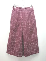 ◇ majestic regon チェック柄 クロップド ガウチョ カジュアル ウエストゴム パンツ サイズL レッド レディース E  【1307260052480】