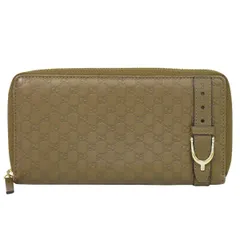 本物 グッチ GUCCI マイクログッチシマ レザー ラウンドファスナー 長財布 ロングウォレット ブラウン 309758 財布 ウォレット 中古  