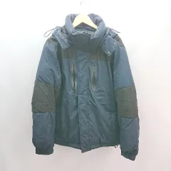 ■ ノーブランド 中綿ジャケット バイカラー ジップアップ 冬物 防寒 長袖 ブルゾン サイズⅬ ネイビー メンズ E  【1307260061154】