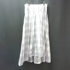 ◇ オンワード樫山 Feroux チェック柄 サイドジップ ロング丈 フレア スカート サイズ2 ラベンダー/ホワイト レディース E  【1307260060225】