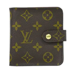 本物 ルイヴィトン LOUIS VUITTON LV コンパクトジップ モノグラム 折財布 ブラウン M61667 ビトン 財布 ウォレット 中古  