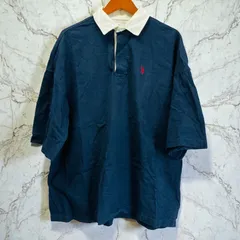 US POLO ASSN　メンズ　半袖ポロシャツ　オーバーサイズ　ネイビー×ホワイト　ロゴ刺繍　L