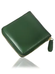 [ムラ] 財布 ゴートレザー レディース 二つ折り 本革 ラウンドファスナー スキミング防止 (グリーン)