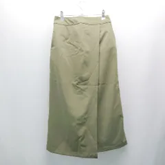 ◇ nano universe バックファスナー フロントスリット カジュアル ロング丈 フレア スカート サイズS カーキ レディース E  【1307260069174】