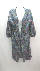 ◇ chocol raffine ガウン風 花柄 ガーリー 羽織り スリット 長袖 ロング丈 ワンピース サイズFREE グリーン レディース E  【1307260068726】