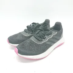 ◇ adidas アディダス 無地 スポーティー 軽い素材 ランニングシューズ サイズ23 ブラック ピンク レディース E  【1307260070002】