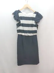 ◇ Apuweiser-riche バックジッパー ボーダー柄 フレンチ袖 ミニ丈 ワンピース サイズ1 ブラック/ホワイト レディース E  【1307260071542】