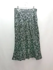 ◇ Lois CRAYON 花柄 裾フレア 裏地あり サイドジップ ロング丈 タイト スカート サイズＭ ブラック レディース E  【1307260071474】