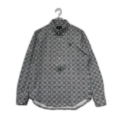 中古 メンズ パーリーゲイツ PEARLY GATES 長袖ポロシャツ 4(M) 白×黒 グレンチェック柄 ボタンダウン