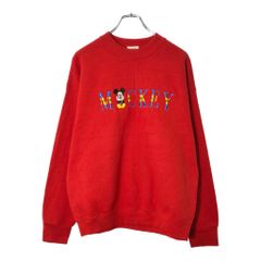 N138−1◯ Disney ミッキー刺繍 レッド トレーナー U.S.A - メルカリ