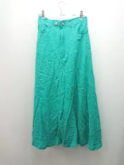 ◇ natural couture バックウエストゴム スリットあり ロング丈 フレア スカート サイズM グリーン レディース E  【1307260073645】