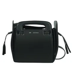 本物 アミ パリス AMI PARIS アコーディオン 2WAY ショルダーバッグ ハンドバッグ ポシェット レザー ブラック バッグ 中古  