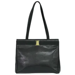 本物 サルヴァトーレ フェラガモ Salvatore Ferragamo ヴァラ ショルダーバッグ トートバッグ レザー ブラック Vara バッグ 中古  