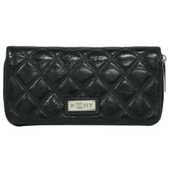 CHANEL 二つ折り長財布 ブリリアント マトラッセ エナメル ステッチ 黒