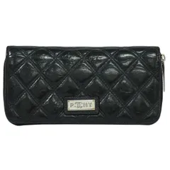本物 CHANEL パリ ニューヨークライン マトラッセ ラウンドファスナー 長財布 ロングウォレット ラムスキン レザー ブラック 財布 ウォレット 中古  