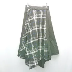 ◇ AZUL BY MOUSSY チェック柄 ウエストゴム サイドスリット 上品 ロング フレア スカート サイズM ブラック レディース E  【1307260075076】