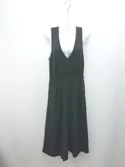 ◇ UNIQLO サロペット つなぎ Vネック タック カジュアル バックファスナー オールインワン サイズS ブラック レディース E  【1307260078275】