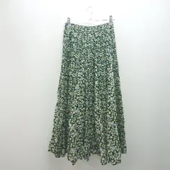 ◇ bayflow 小花柄 ウエストゴム ポケット 総柄 ガーリー ロング丈 フレア スカート サイズ2 ネイビー レディース E  【1307260078152】