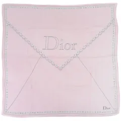 本物 ディオール Dior ロゴ レター モチーフ スカーフ ショール バンダナ 推定 シルク ピンク 服飾小物 中古  