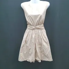 ◇ JILLSTUART コンシールファスナー キレイめ シンプル 無地 ひざ丈 ワンピース サイズS ベージュ レディース E  【1307260080308】