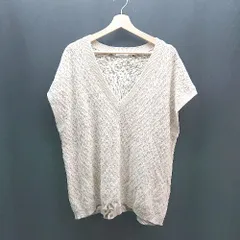 ◇ LOWRYS FARM ローリーズファーム Vネック ケーブル網 シンプル ニットベスト サイズF ベージュ レディース E  【1307260083392】