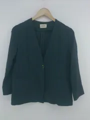 ◇ Andemiu アンデミュウ オフィスカジュアル OL 無地 長袖 ノーカラー ジャケット サイズS ネイビー レディース P  【1308010001253】のサムネイル