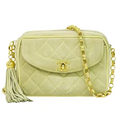 本物 シャネル CHANEL ココマーク タッセル ショルダーバッグ ポシェット スエード レザー ライトイエロー Coco Mark バッグ 中古・ 本物 シャネル CHANEL ココマーク タッセル ショルダーバッグ