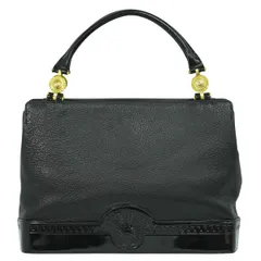 本物 ヴェルサーチ VERSACE レザー パテント レザー ハンドバッグ ブラック バッグ 中古  のサムネイル