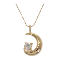 ★状態良好★ 三日月モチーフ ネックレス K18イエローゴールド ダイヤモンド レディース