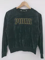 ◇ PUMA プーマ ロゴ刺繍 ベロア調 長袖 トレーナー カットソー サイズS ネイビー系 レディース P  【1308010006487】