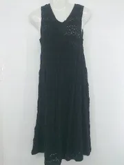 ◇ ◎ anatelier 大人女子 こなれ感 デザインレース ノースリーブ 膝丈 ワンピース ブラック レディース P  【1308010005527】