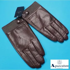 新品正規 Aquascutum アクアスキュータム 羊革レザー  手袋/グローブ 手囲い24cm(M)茶 AQ310066のサムネイル