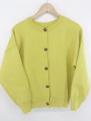 ◇ Discoat ディスコート クルーネック ビタミンカラー 長袖 ニット カーディガン サイズF イエロー系 レディース P  【1308040001735】