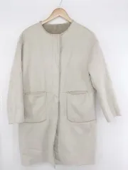 ◇ le.coeur blanc リバーシブル スウェード調 ボア 長袖 ノーカラー コート サイズ38 グレージュ系 レディース P  【1308040001728】