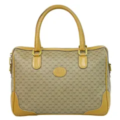 本物 グッチ GUCCI オールドグッチ マイクロGG ミニ ボストンバッグ ハンドバッグ PVC ブラウン バッグ 中古 