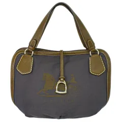 本物 セリーヌ CELINE 馬車ロゴ トートバッグ ハンドバッグ キャンバス ブラウン バッグ 中古  